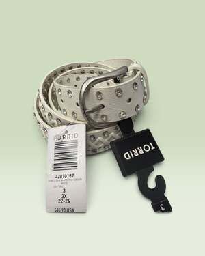 Torrid 3X White Western Belt Rhinestone Studded Braided Silver Buckle NWT